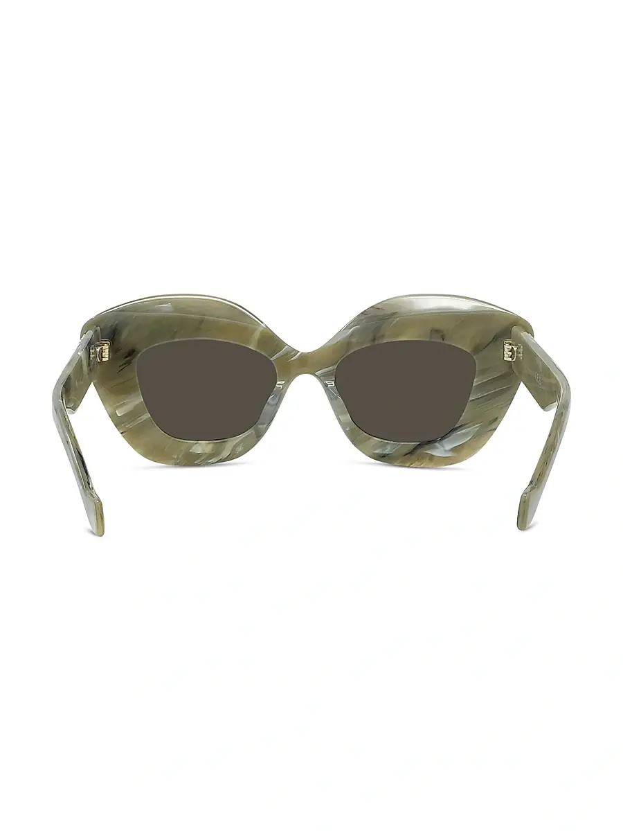 LOEWE Women's Anagram 48MM Cat-Eye Sunglasses - Green Gold Black | Thumbnail 5