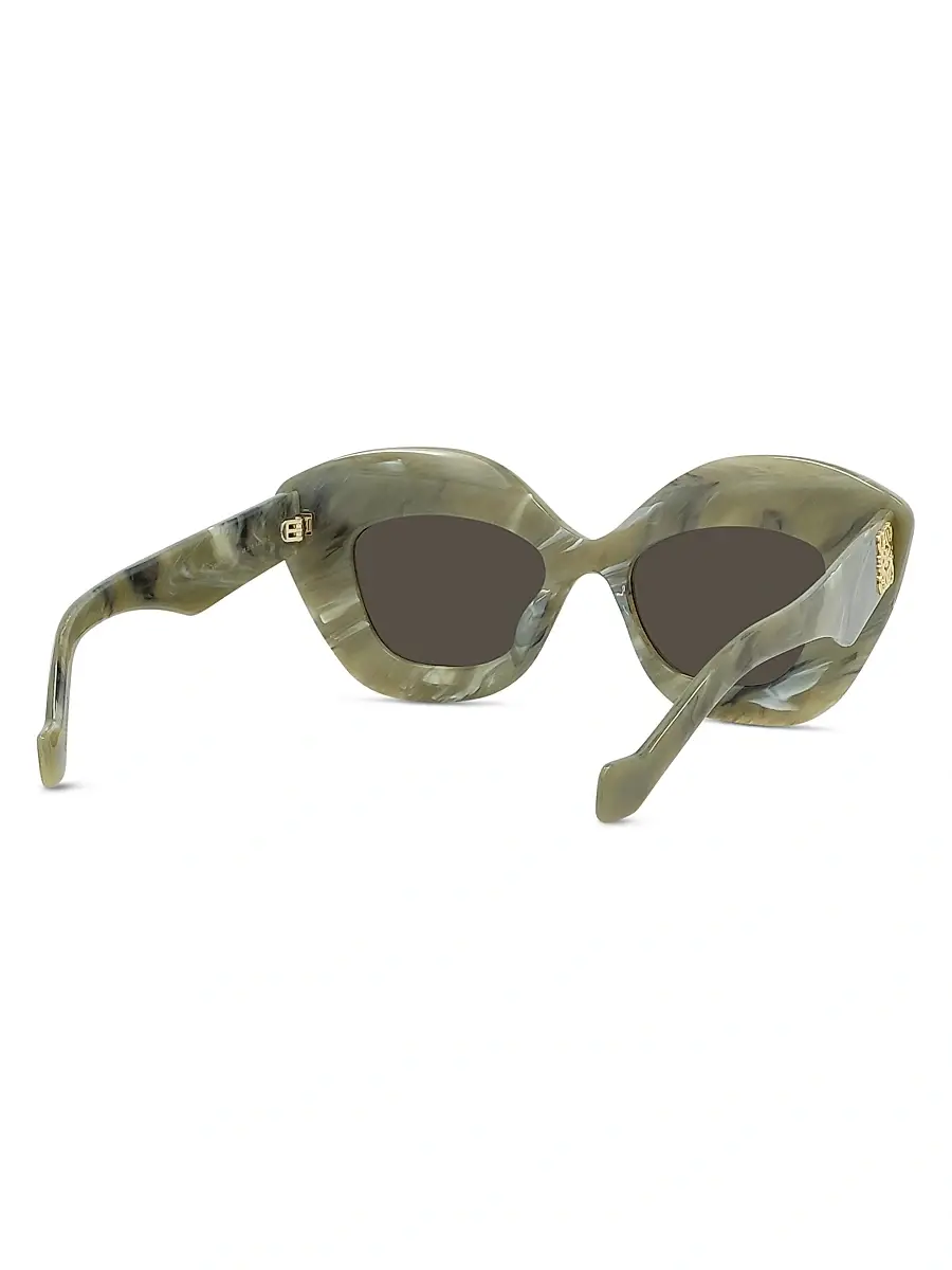 LOEWE Women's Anagram 48MM Cat-Eye Sunglasses - Green Gold Black | Thumbnail 6