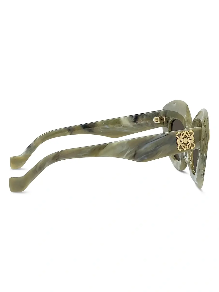 LOEWE Women's Anagram 48MM Cat-Eye Sunglasses - Green Gold Black | Thumbnail 7