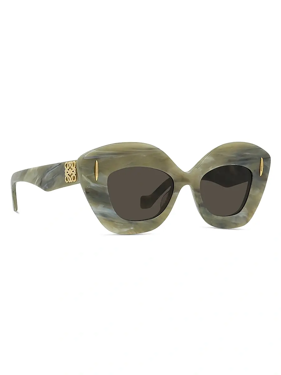 LOEWE Women's Anagram 48MM Cat-Eye Sunglasses - Green Gold Black | Thumbnail 8