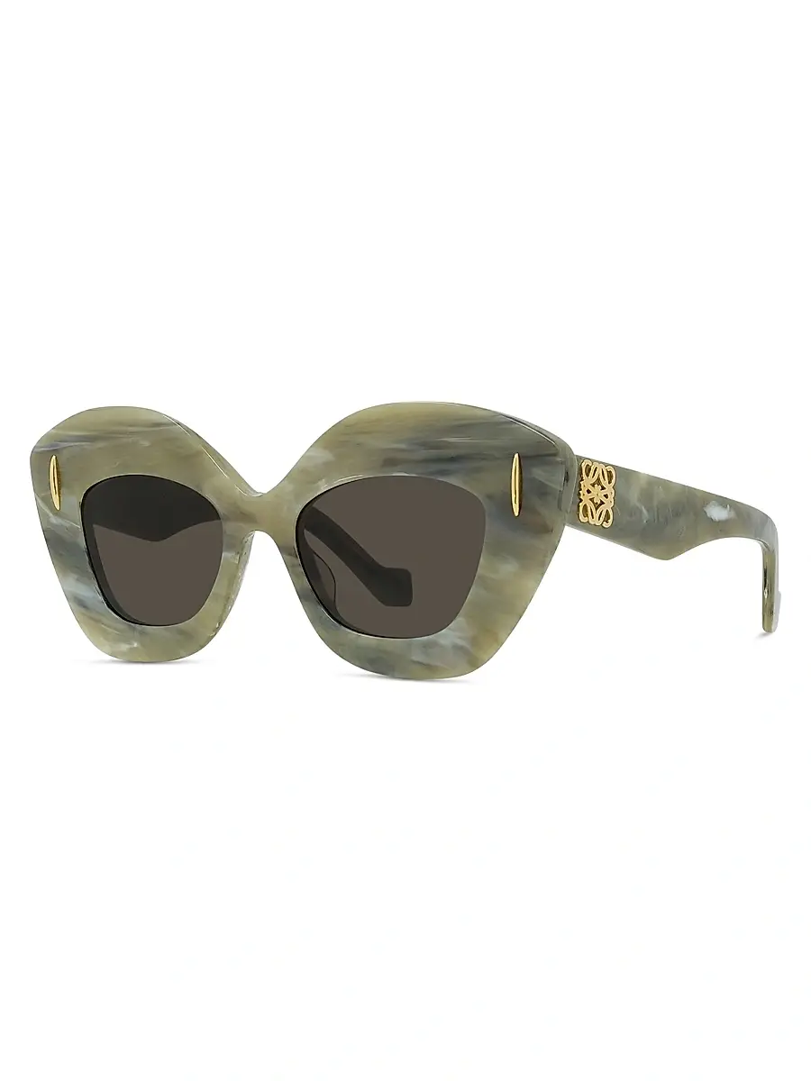 LOEWE Women's Anagram 48MM Cat-Eye Sunglasses - Green Gold Black | Image 1 LOEWE Women's Anagram 48MM Cat-Eye Sunglasses - Green Gold Black | Image 1