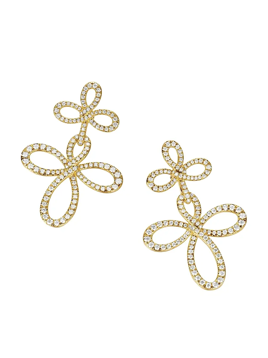 David Yurman Women's Wisteria Drop Earrings in 18K Yellow Gold with Diamonds, 37.8MM - Diamond | Thumbnail 3 David Yurman Women's Wisteria Drop Earrings in 18K Yellow Gold with Diamonds, 37.8MM - Diamond | Thumbnail 3