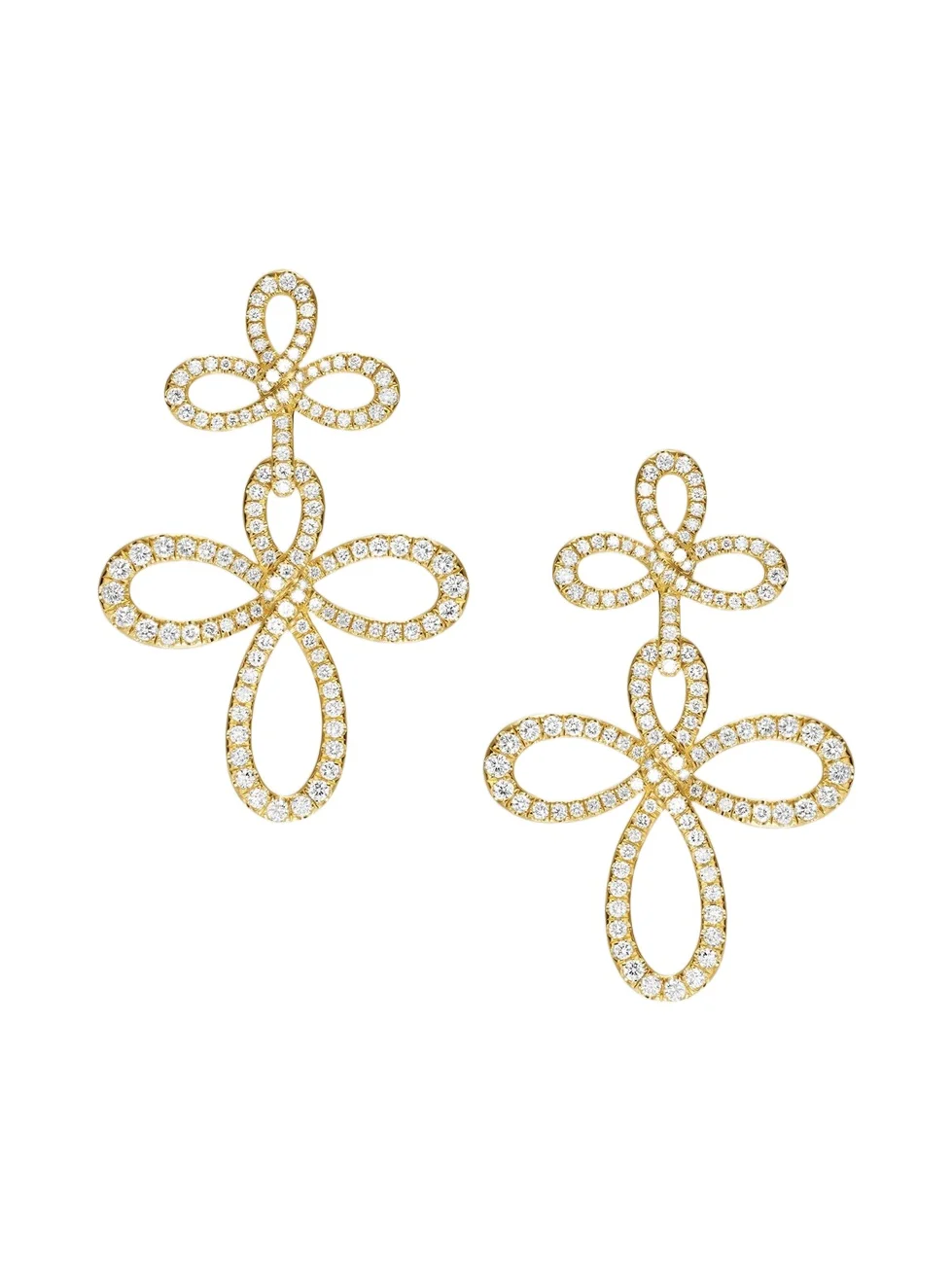 David Yurman Women's Wisteria Drop Earrings in 18K Yellow Gold with Diamonds, 37.8MM - Diamond