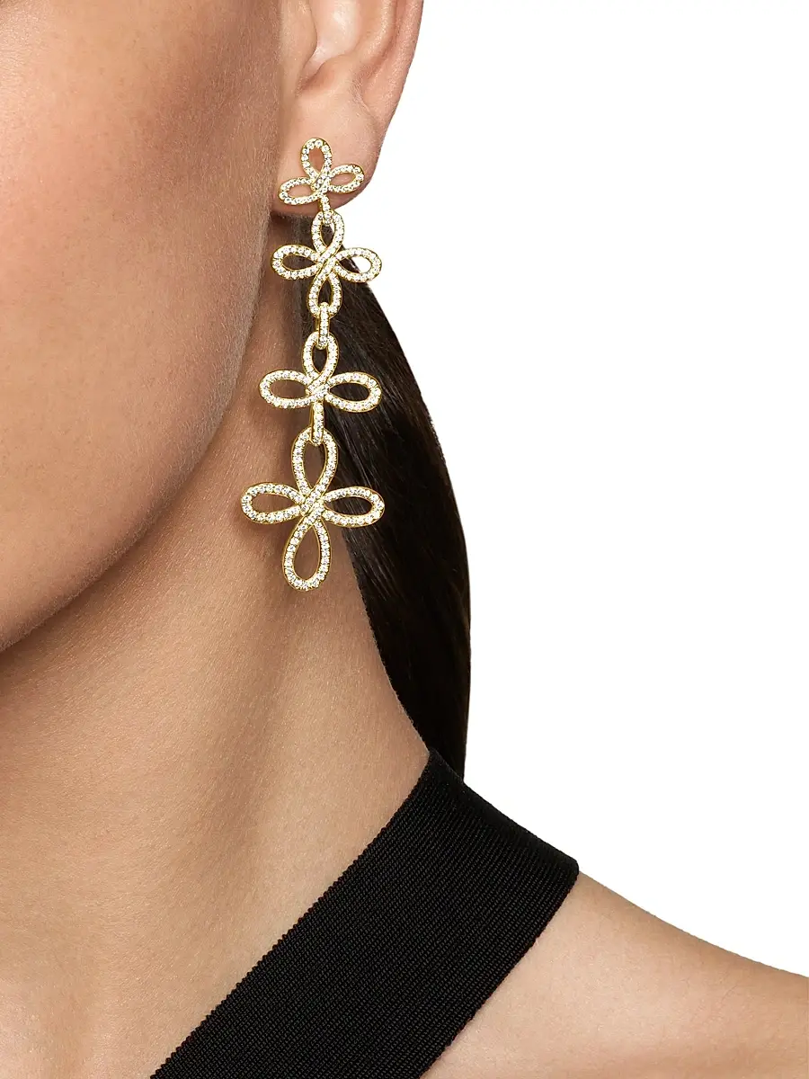 David Yurman Women's Wisteria Statement Drop Earrings in 18K Yellow Gold with Diamonds, 88.7MM - Diamond | Thumbnail 2 David Yurman Women's Wisteria Statement Drop Earrings in 18K Yellow Gold with Diamonds, 88.7MM - Diamond | Thumbnail 2