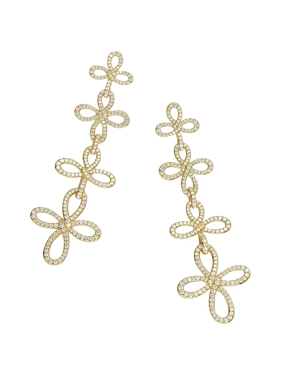 David Yurman Women's Wisteria Statement Drop Earrings in 18K Yellow Gold with Diamonds, 88.7MM - Diamond | Thumbnail 3 David Yurman Women's Wisteria Statement Drop Earrings in 18K Yellow Gold with Diamonds, 88.7MM - Diamond | Thumbnail 3