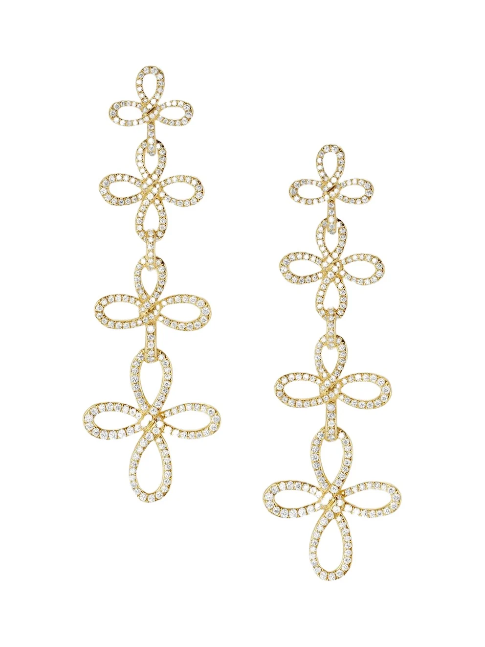 David Yurman Women's Wisteria Statement Drop Earrings in 18K Yellow Gold with Diamonds, 88.7MM - Diamond