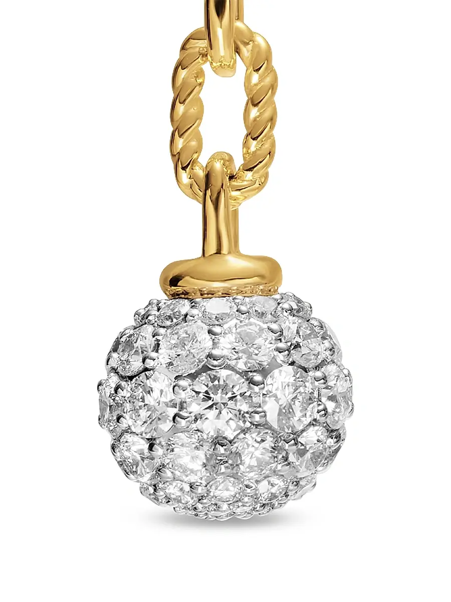 David Yurman Women's DY Madison Pavé Bead Drop Earrings in 18K Yellow Gold with Diamonds, 50MM - Diamond | Thumbnail 4 David Yurman Women's DY Madison Pavé Bead Drop Earrings in 18K Yellow Gold with Diamonds, 50MM - Diamond | Thumbnail 4