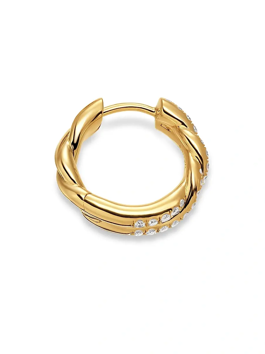 David Yurman Women's Wisteria Hoop Earrings in 18K Yellow Gold with Diamonds, 16MM - Diamond | Thumbnail 3 David Yurman Women's Wisteria Hoop Earrings in 18K Yellow Gold with Diamonds, 16MM - Diamond | Thumbnail 3