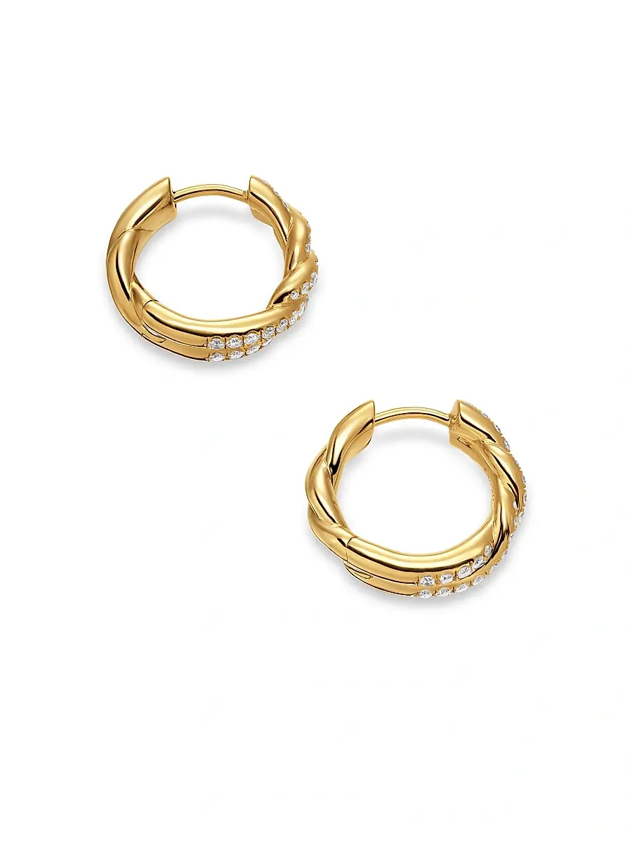 David Yurman Women's Wisteria Hoop Earrings in 18K Yellow Gold with Diamonds, 16MM - Diamond | Thumbnail 4 David Yurman Women's Wisteria Hoop Earrings in 18K Yellow Gold with Diamonds, 16MM - Diamond | Thumbnail 4