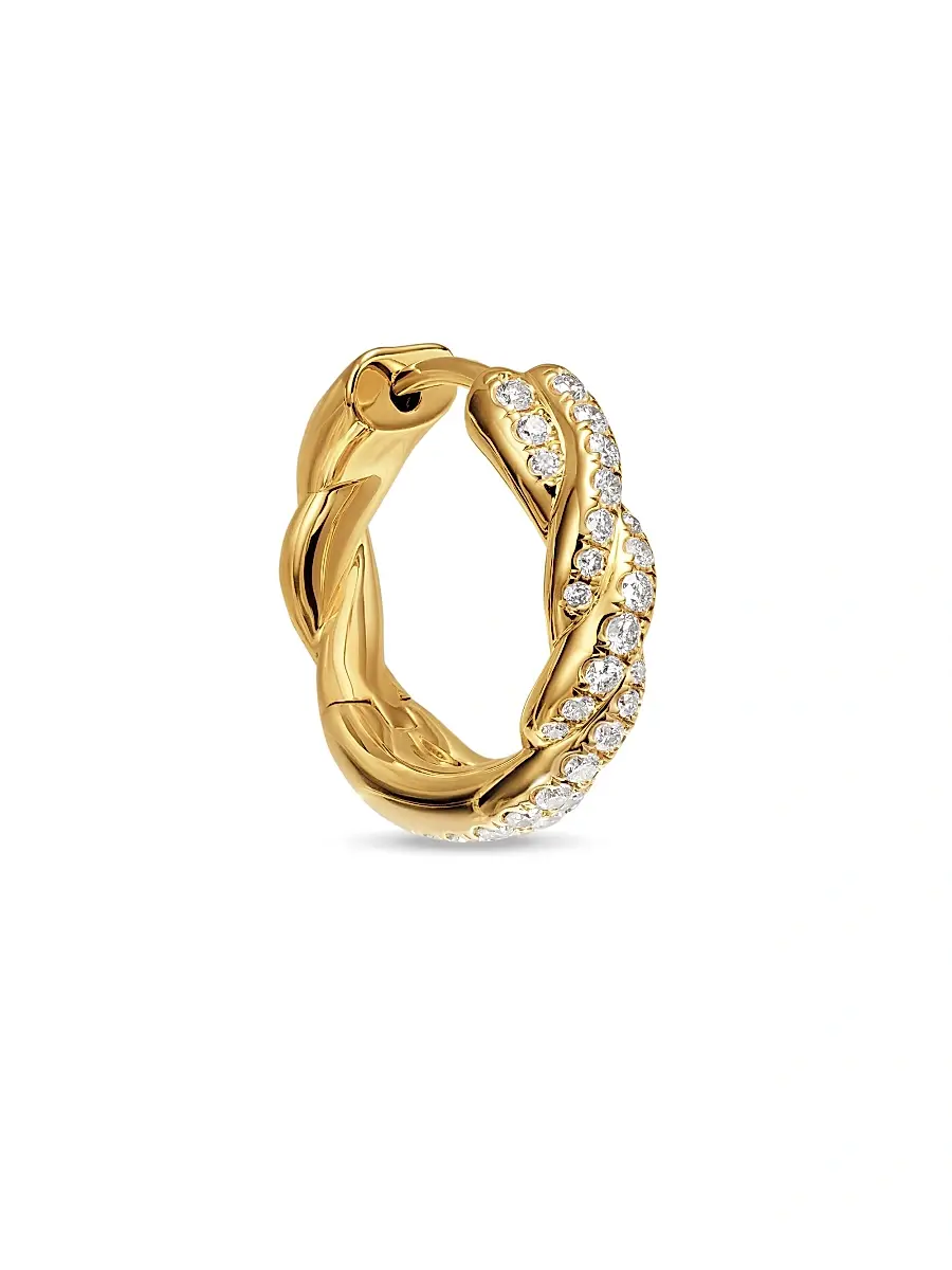David Yurman Women's Wisteria Hoop Earrings in 18K Yellow Gold with Diamonds, 16MM - Diamond | Thumbnail 5 David Yurman Women's Wisteria Hoop Earrings in 18K Yellow Gold with Diamonds, 16MM - Diamond | Thumbnail 5