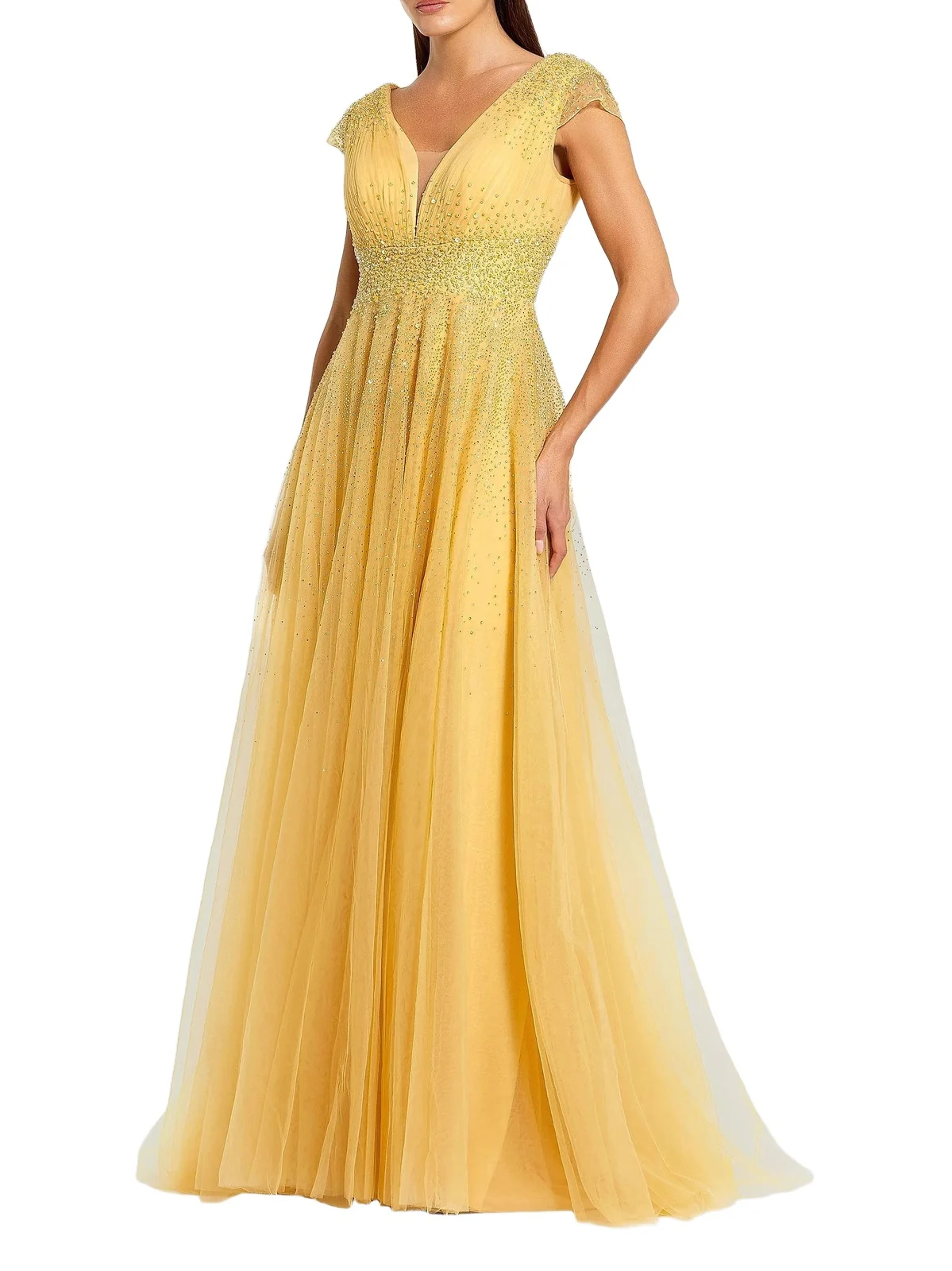Women's Embellished Tulle Cap-Sleeve A-Line Gown Women's Embellished Tulle Cap-Sleeve A-Line Gown