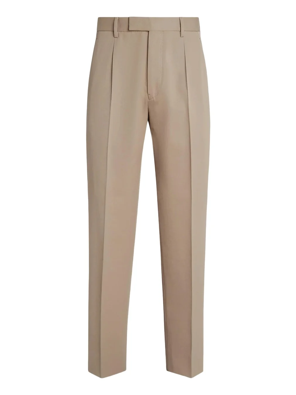 Men's Single-Pleated Cotton and Wool Pants - Light Taupe Men's Single-Pleated Cotton and Wool Pants - Light Taupe