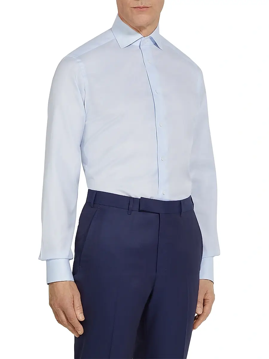 Zegna Men's Micro Checked 300 Cotton Shirt | Thumbnail 2 Zegna Men's Micro Checked 300 Cotton Shirt | Thumbnail 2