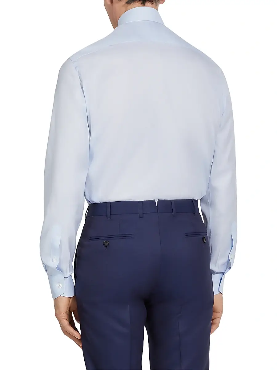 Zegna Men's Micro Checked 300 Cotton Shirt | Thumbnail 3 Zegna Men's Micro Checked 300 Cotton Shirt | Thumbnail 3