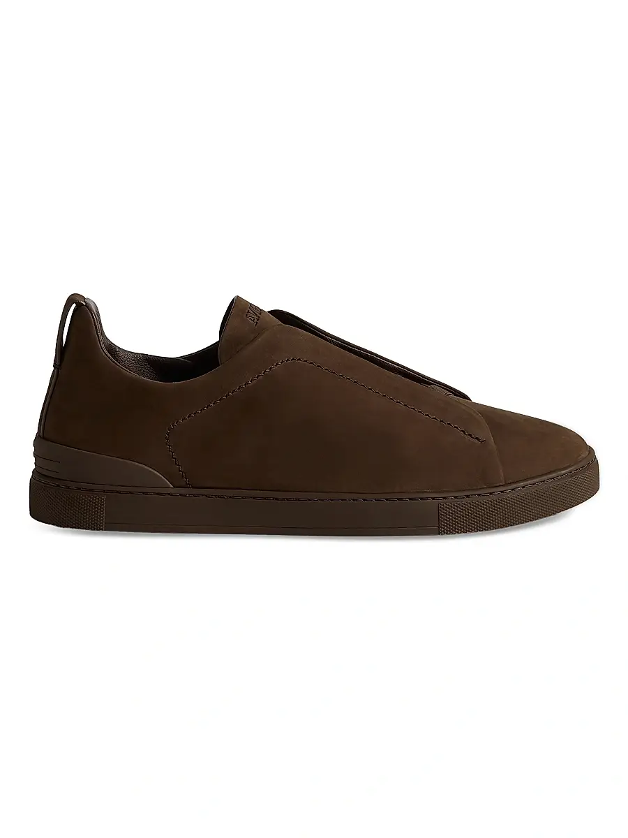 ZEGNA Men's Triple Stitch Secondskin Nubuck Sneakers - Olive Green | Thumbnail 12