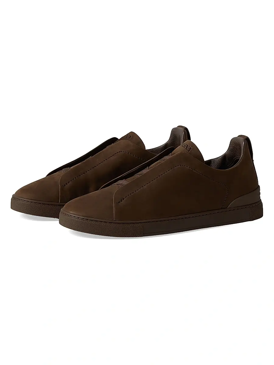 ZEGNA Men's Triple Stitch Secondskin Nubuck Sneakers - Olive Green | Thumbnail 13