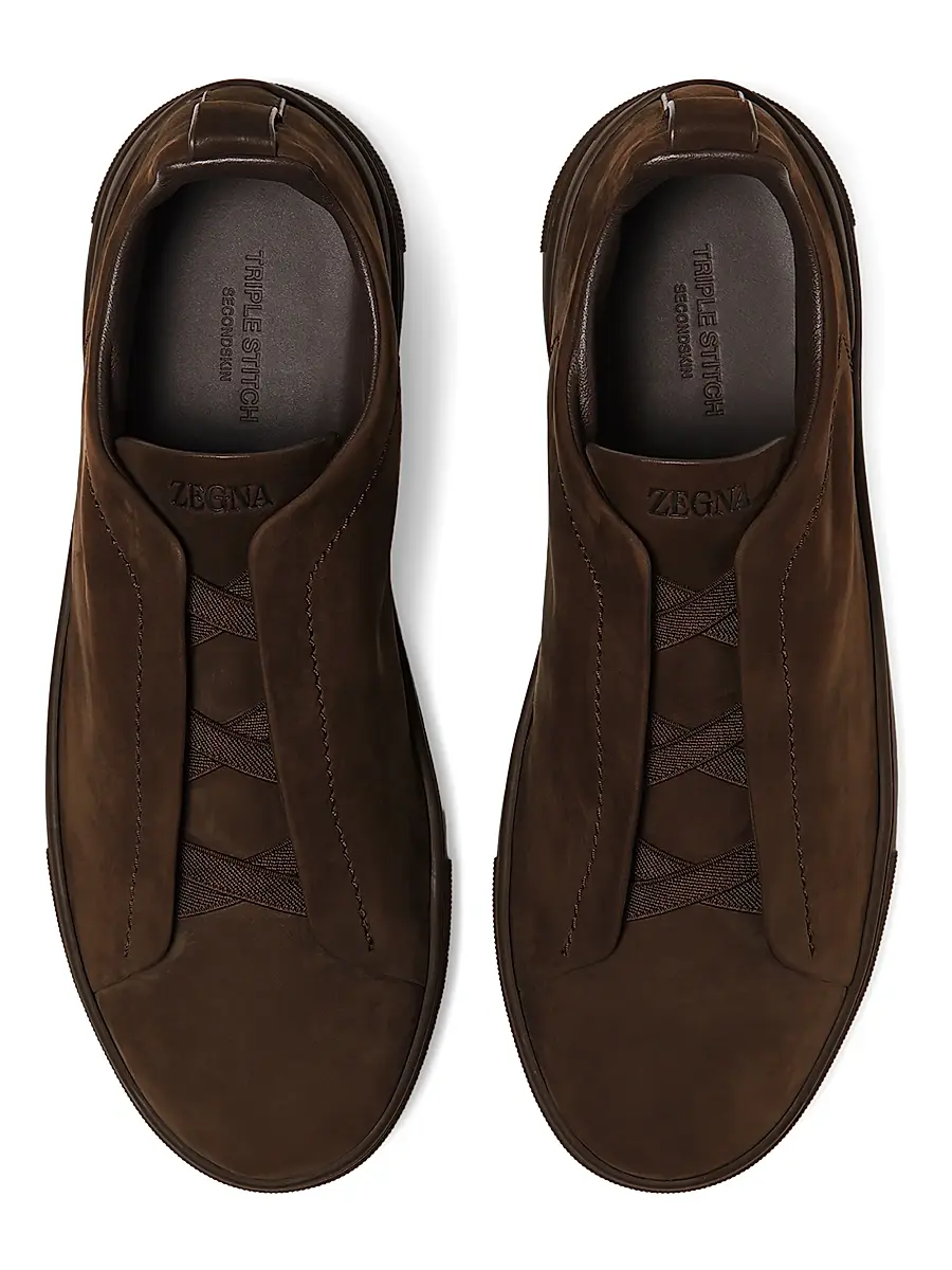 ZEGNA Men's Triple Stitch Secondskin Nubuck Sneakers - Olive Green | Thumbnail 14