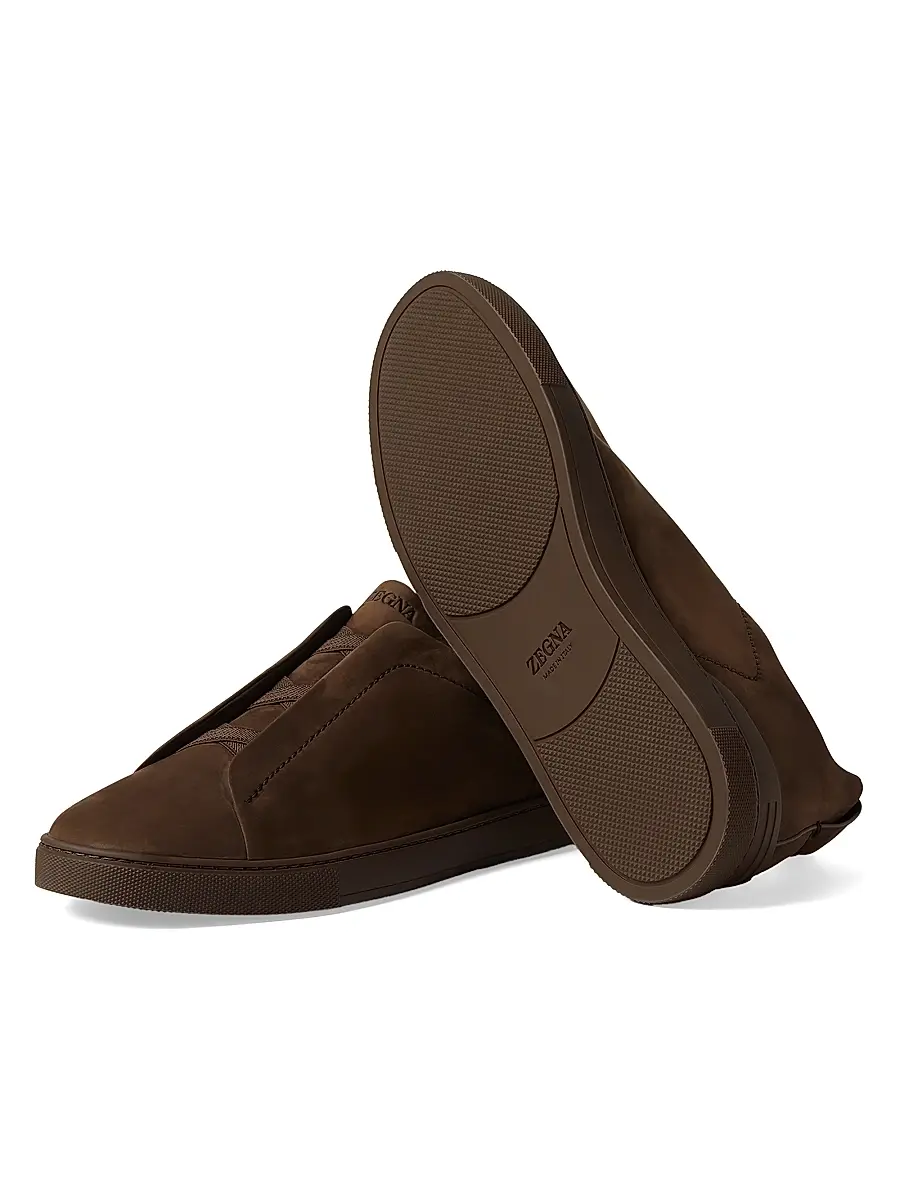 ZEGNA Men's Triple Stitch Secondskin Nubuck Sneakers - Olive Green | Thumbnail 15
