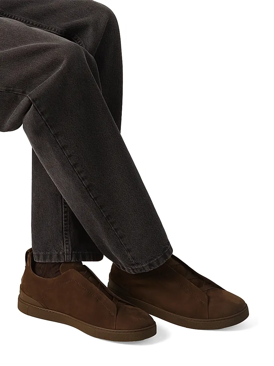 ZEGNA Men's Triple Stitch Secondskin Nubuck Sneakers - Olive Green | Thumbnail 17