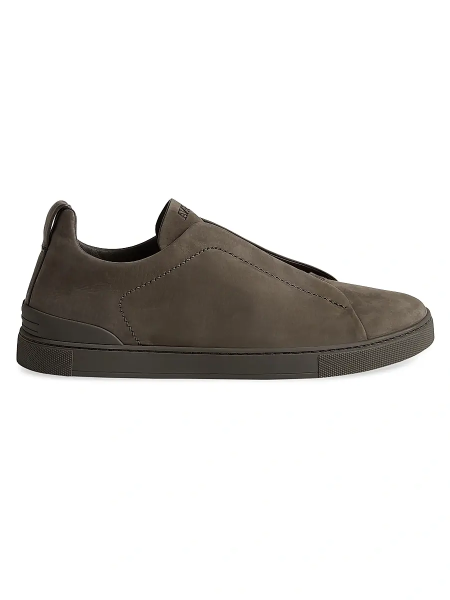 ZEGNA Men's Triple Stitch Secondskin Nubuck Sneakers - Olive Green | Thumbnail 18