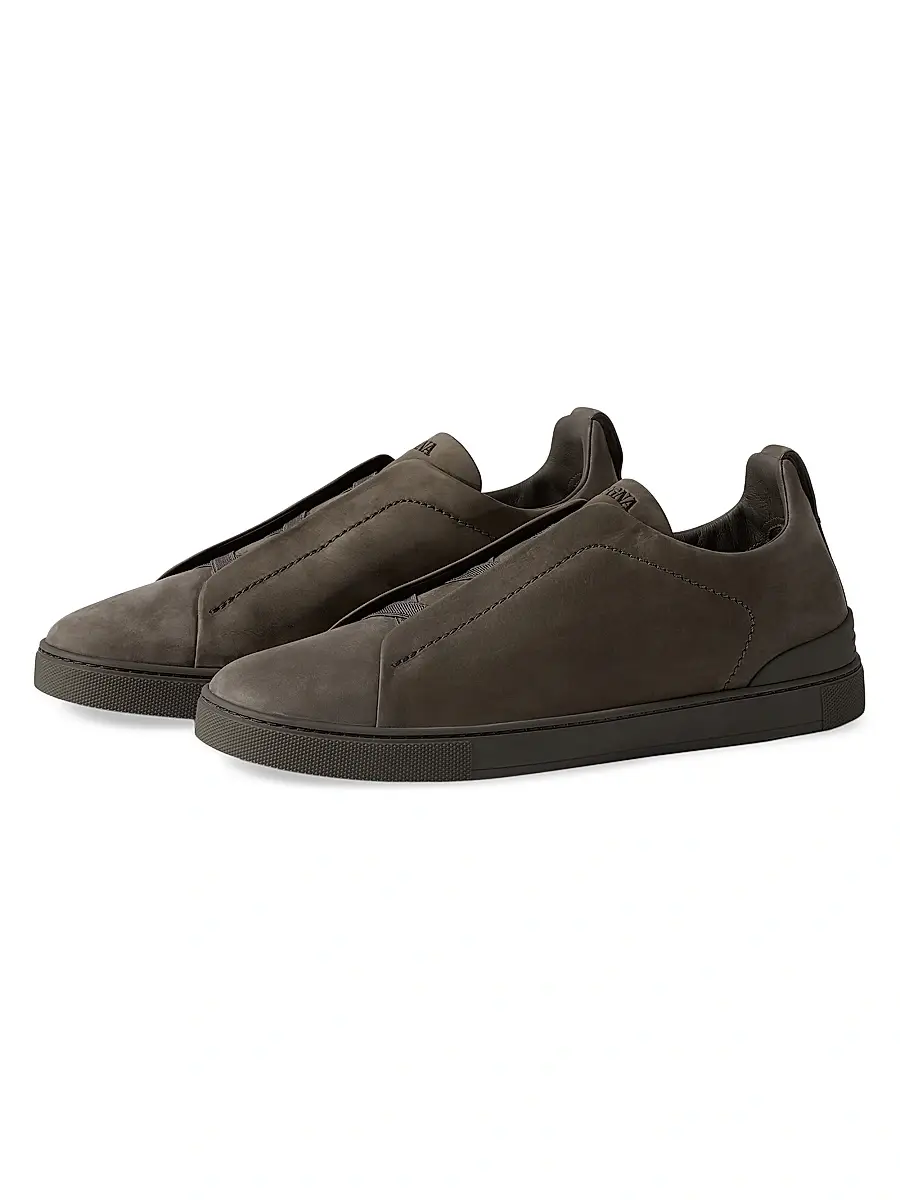 ZEGNA Men's Triple Stitch Secondskin Nubuck Sneakers - Olive Green | Thumbnail 19