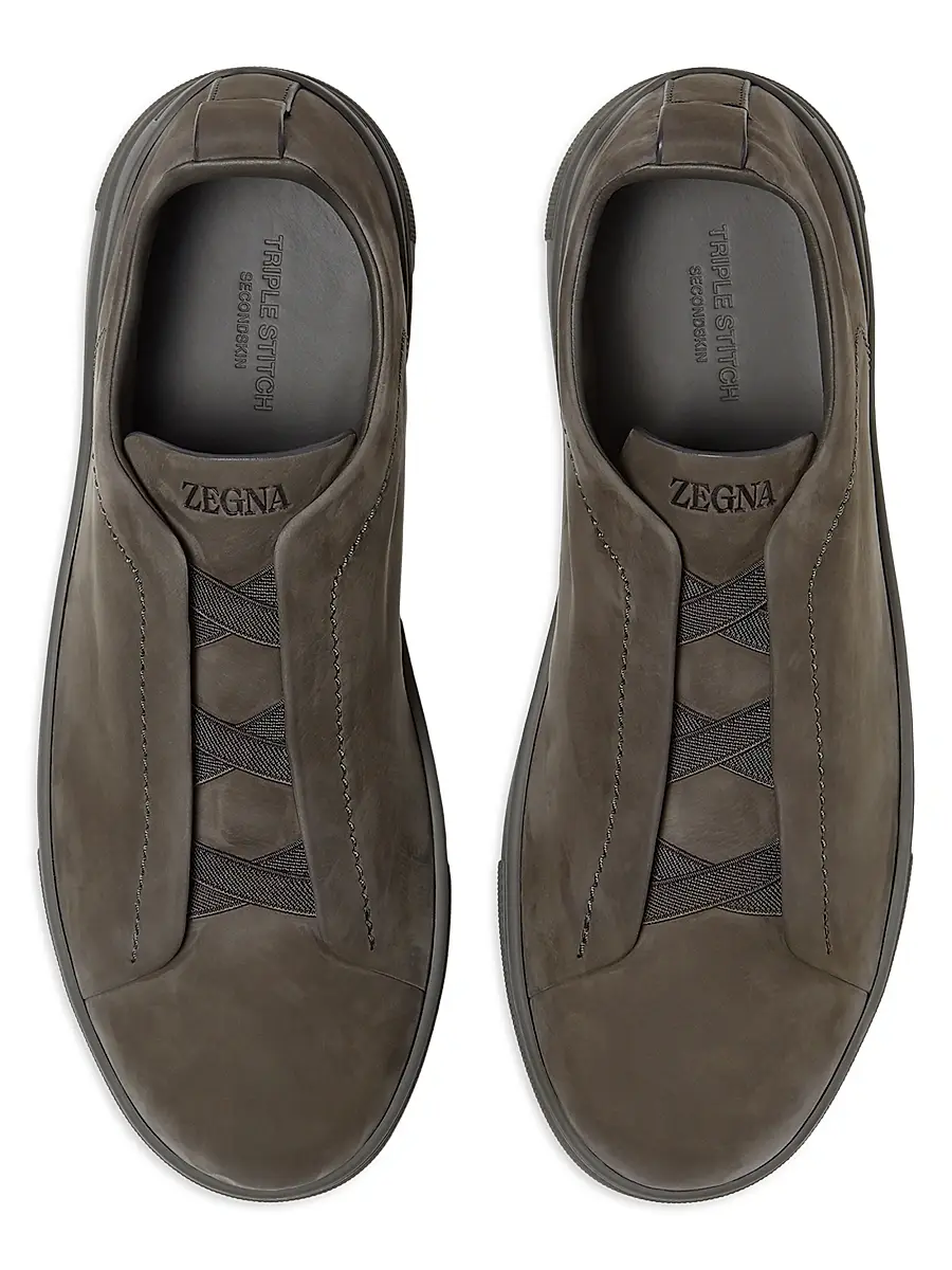 ZEGNA Men's Triple Stitch Secondskin Nubuck Sneakers - Olive Green | Thumbnail 20