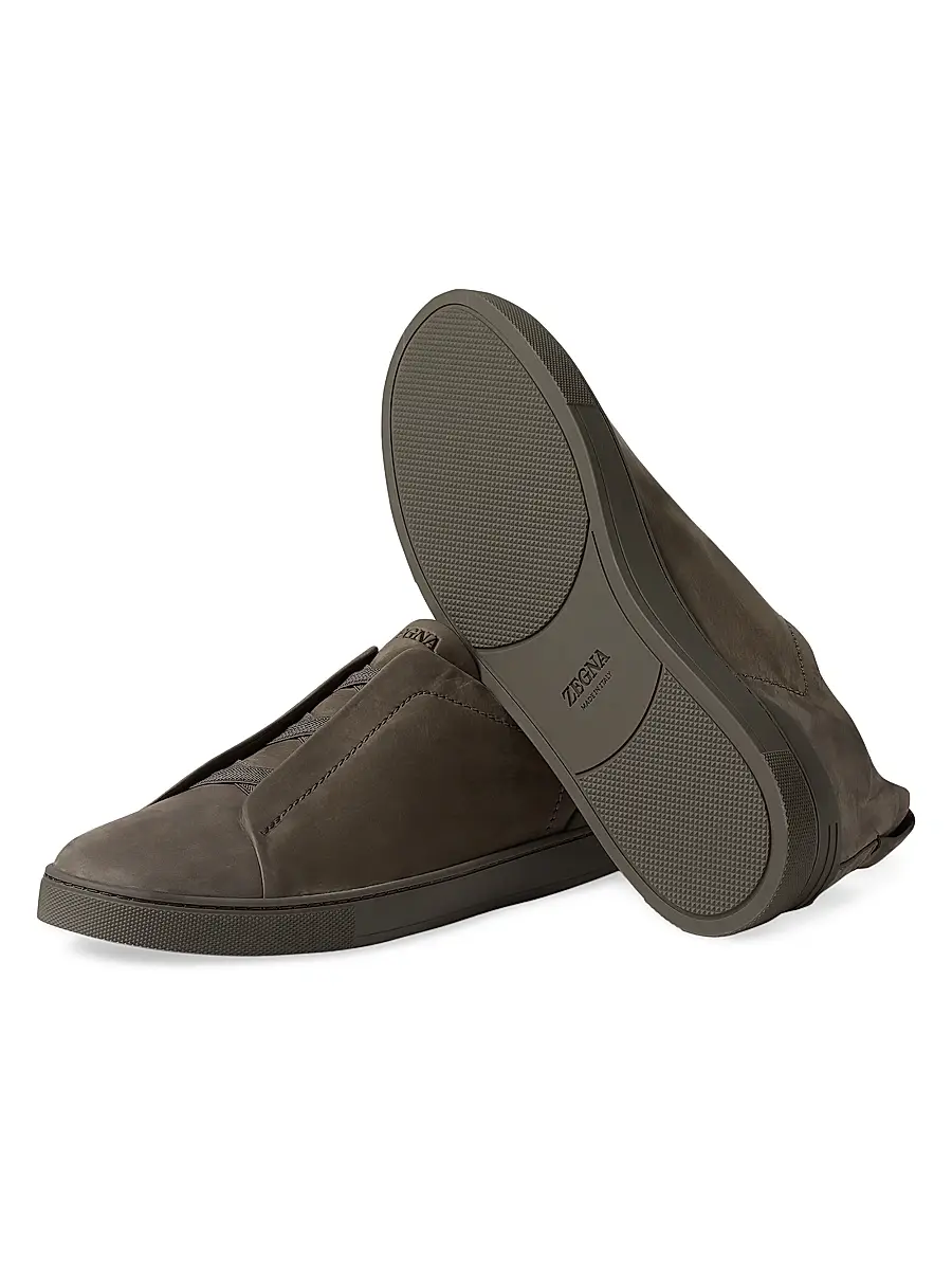ZEGNA Men's Triple Stitch Secondskin Nubuck Sneakers - Olive Green | Thumbnail 21