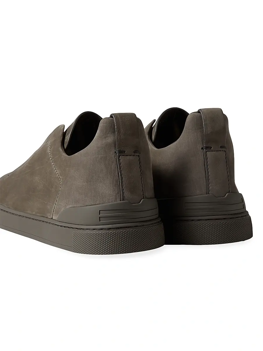 ZEGNA Men's Triple Stitch Secondskin Nubuck Sneakers - Olive Green | Thumbnail 22