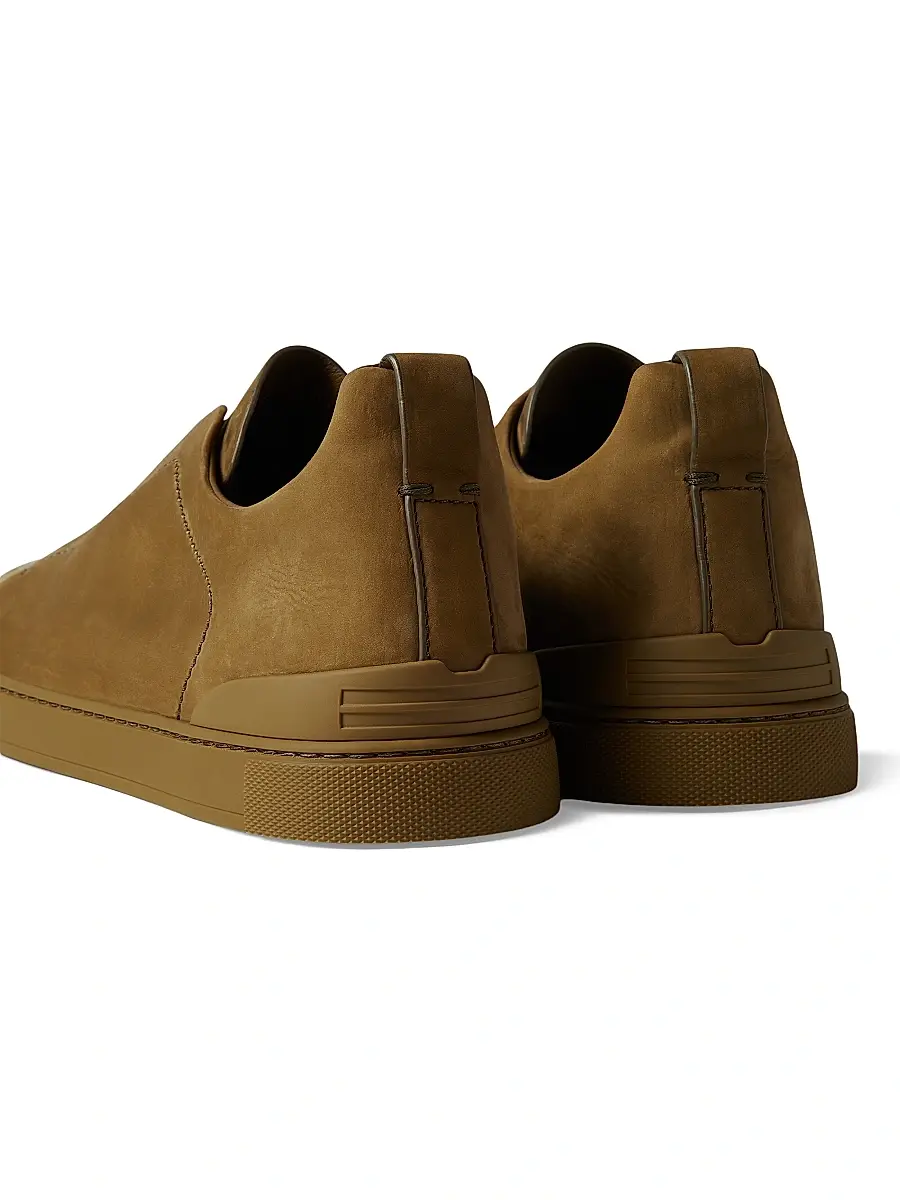 ZEGNA Men's Triple Stitch Secondskin Nubuck Sneakers - Olive Green | Thumbnail 5