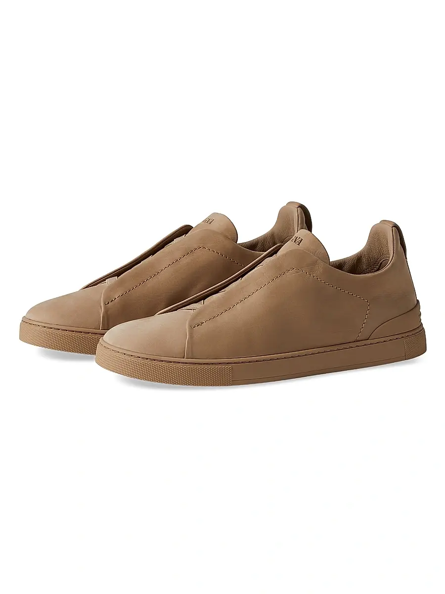 ZEGNA Men's Triple Stitch Secondskin Nubuck Sneakers - Olive Green | Thumbnail 7