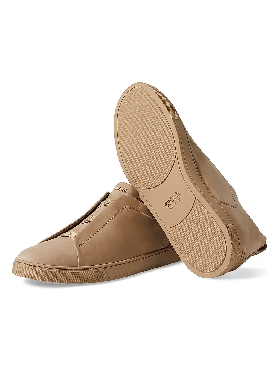 ZEGNA Men's Triple Stitch Secondskin Nubuck Sneakers - Olive Green | Thumbnail 9