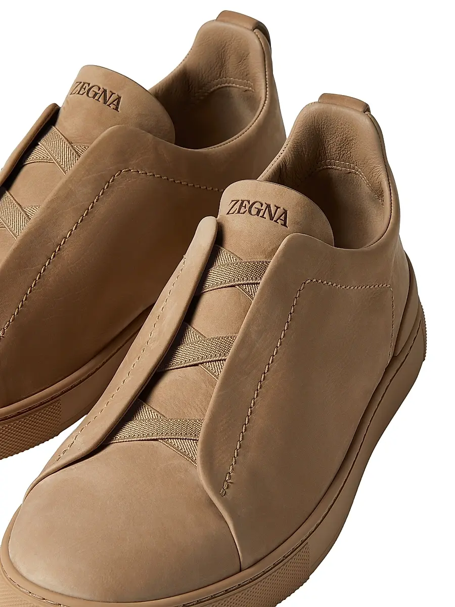 ZEGNA Men's Triple Stitch Secondskin Nubuck Sneakers - Olive Green | Thumbnail 10