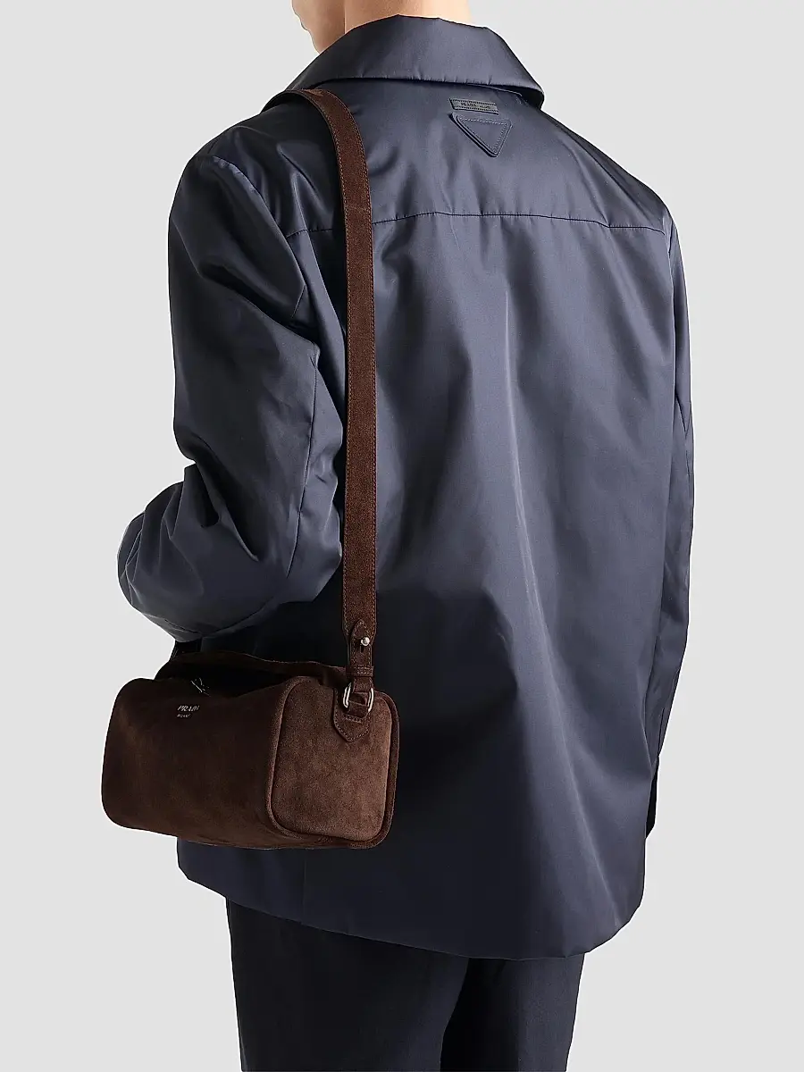 Prada Men's Suede Leather Shoulder Bag | Thumbnail 3 Prada Men's Suede Leather Shoulder Bag | Thumbnail 3