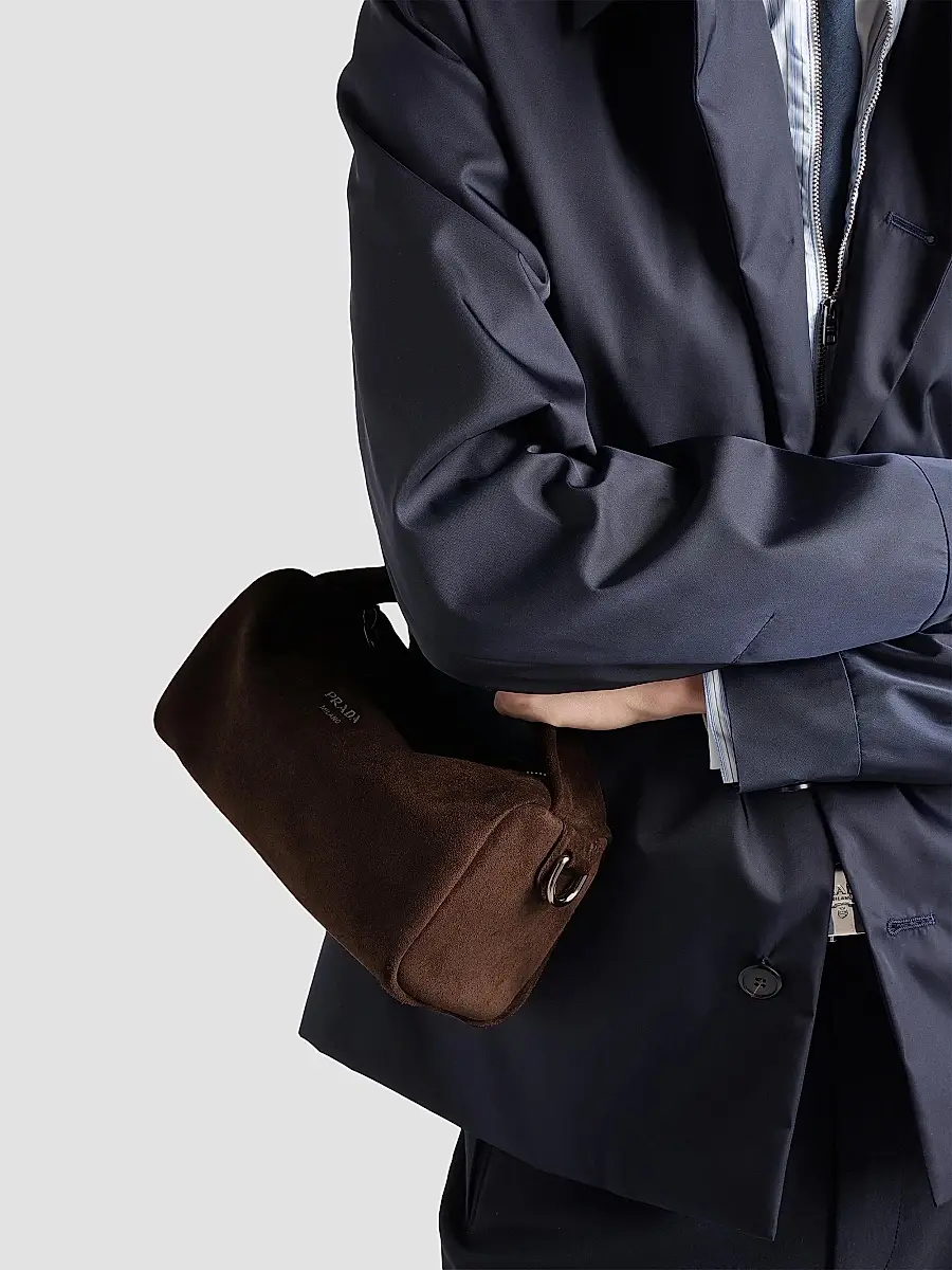 Prada Men's Suede Leather Shoulder Bag | Thumbnail 4 Prada Men's Suede Leather Shoulder Bag | Thumbnail 4
