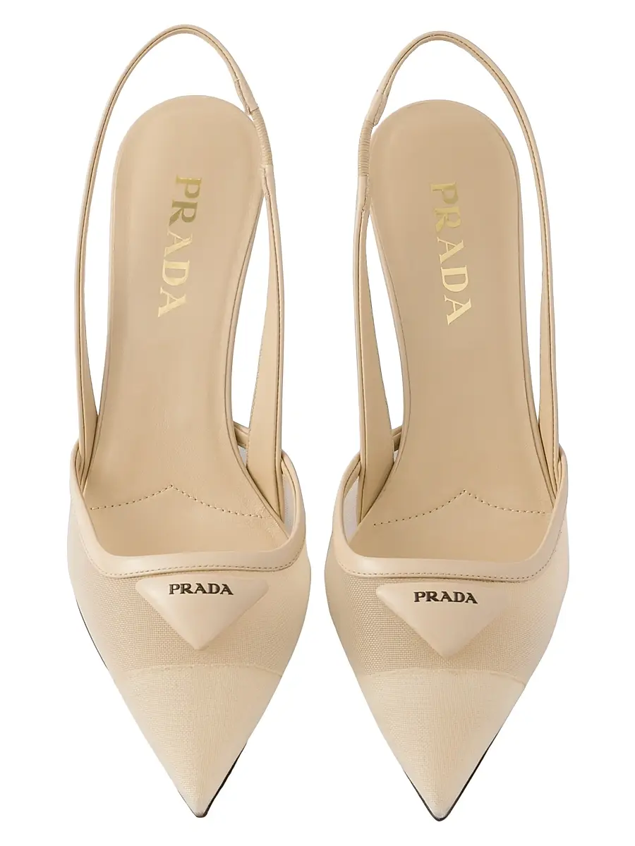 Prada Women's Mesh 75MM Fabric Slingback Pumps - Beige Khaki | Thumbnail 2