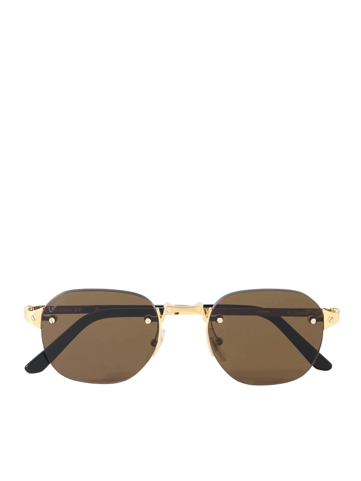 Cartier Eyewear Santos de Cartier Rimless Round-Frame Gold-Tone Metal Sunglasses - Men