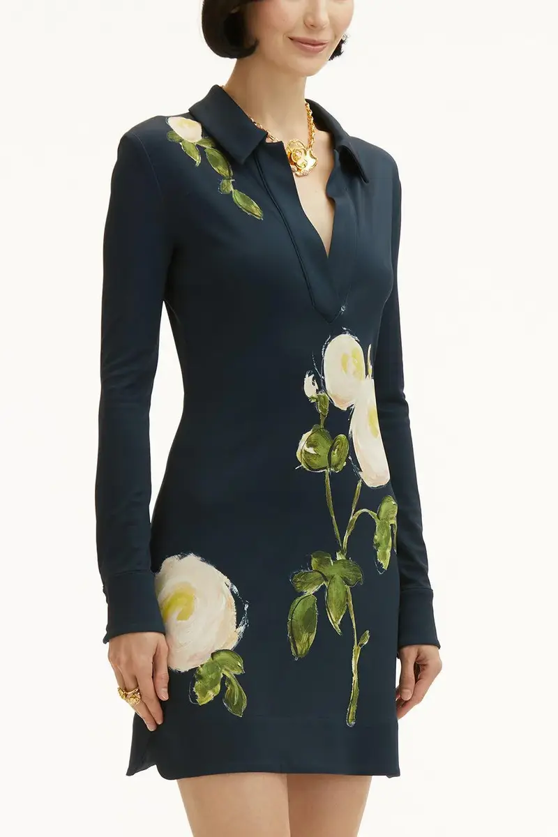 Oscar de la Renta Long Sleeve Roses Milano Dress | Thumbnail 5
