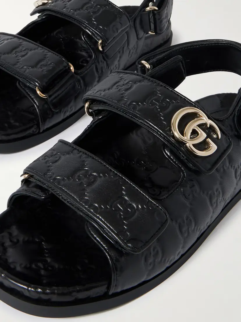 Gucci New Marmont Gg Debossed Leather Sandals | Thumbnail 4 Gucci New Marmont Gg Debossed Leather Sandals | Thumbnail 4