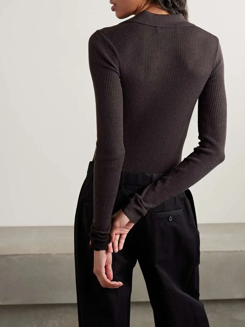 The Frankie Shop Solana Ribbed Wool, Silk And Cashmere-blend Bodysuit | Thumbnail 3 The Frankie Shop Solana Ribbed Wool, Silk And Cashmere-blend Bodysuit | Thumbnail 3