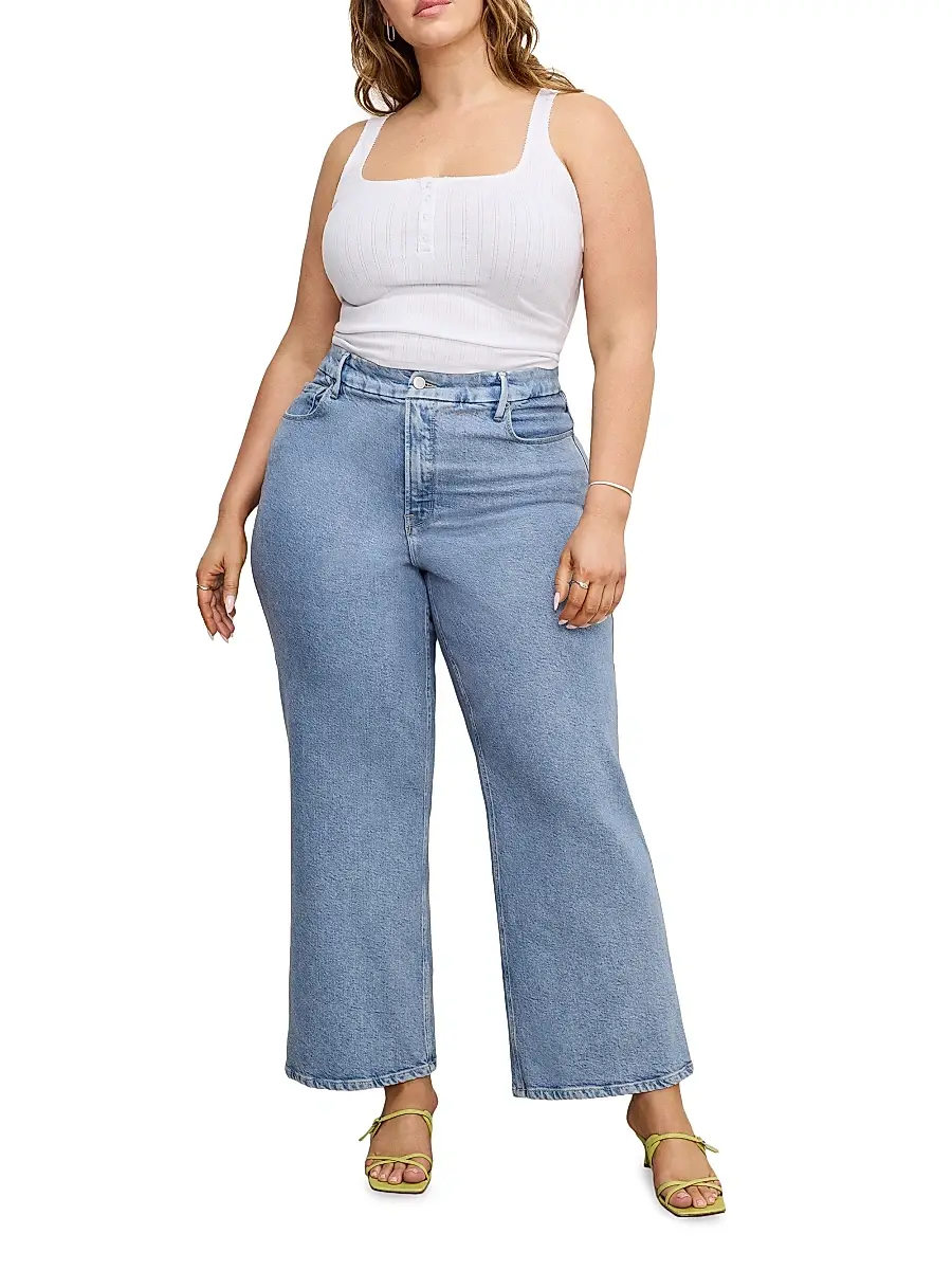 GOOD AMERICAN Women's Soft Tech Good Skate Wide Crop Jeans | Thumbnail 2 GOOD AMERICAN Women's Soft Tech Good Skate Wide Crop Jeans | Thumbnail 2