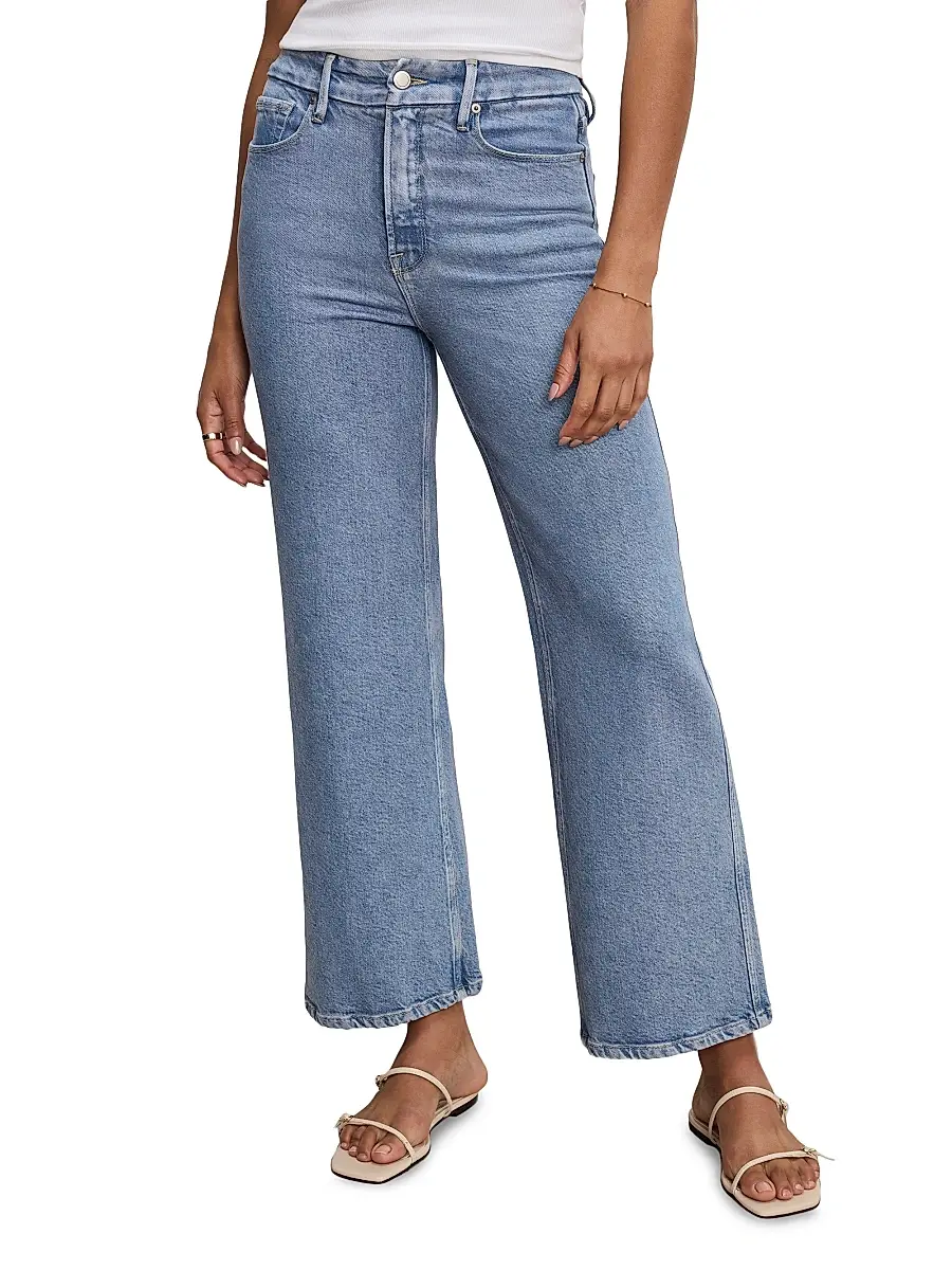 GOOD AMERICAN Women's Soft Tech Good Skate Wide Crop Jeans | Thumbnail 3 GOOD AMERICAN Women's Soft Tech Good Skate Wide Crop Jeans | Thumbnail 3
