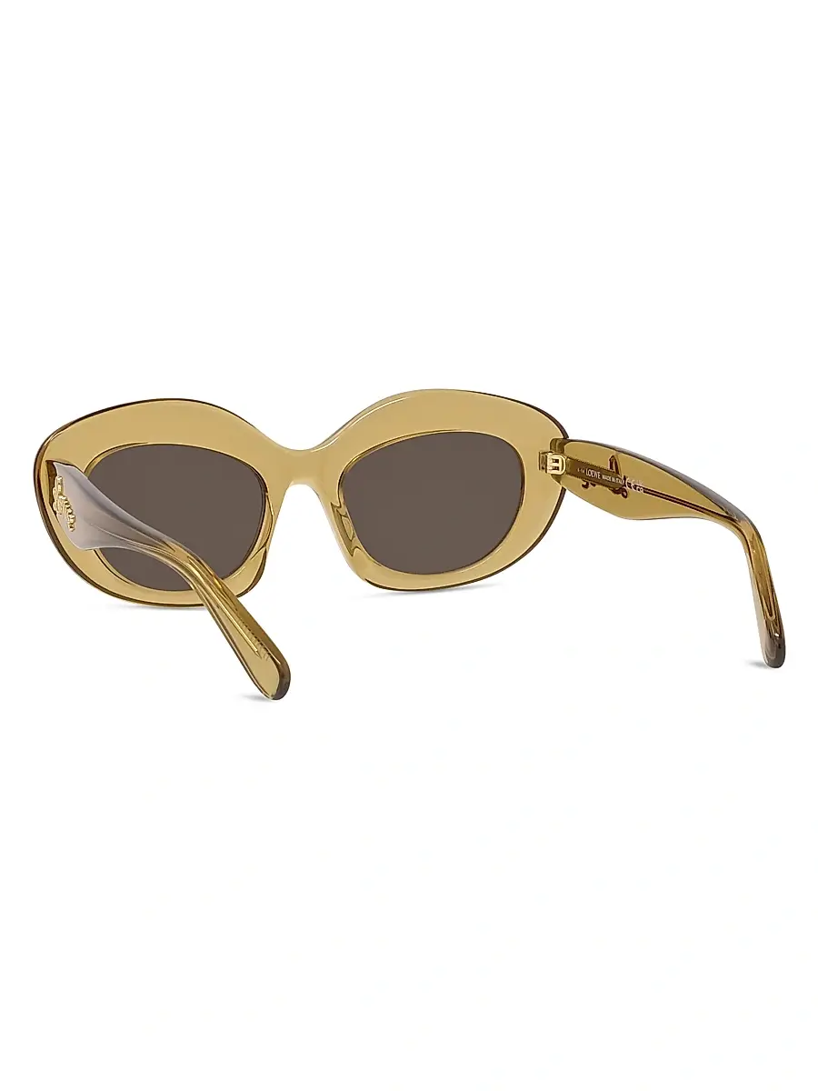 LOEWE Men's Curvy 51MM Cat-Eye Sunglasses - Dark Green Brown | Thumbnail 4
