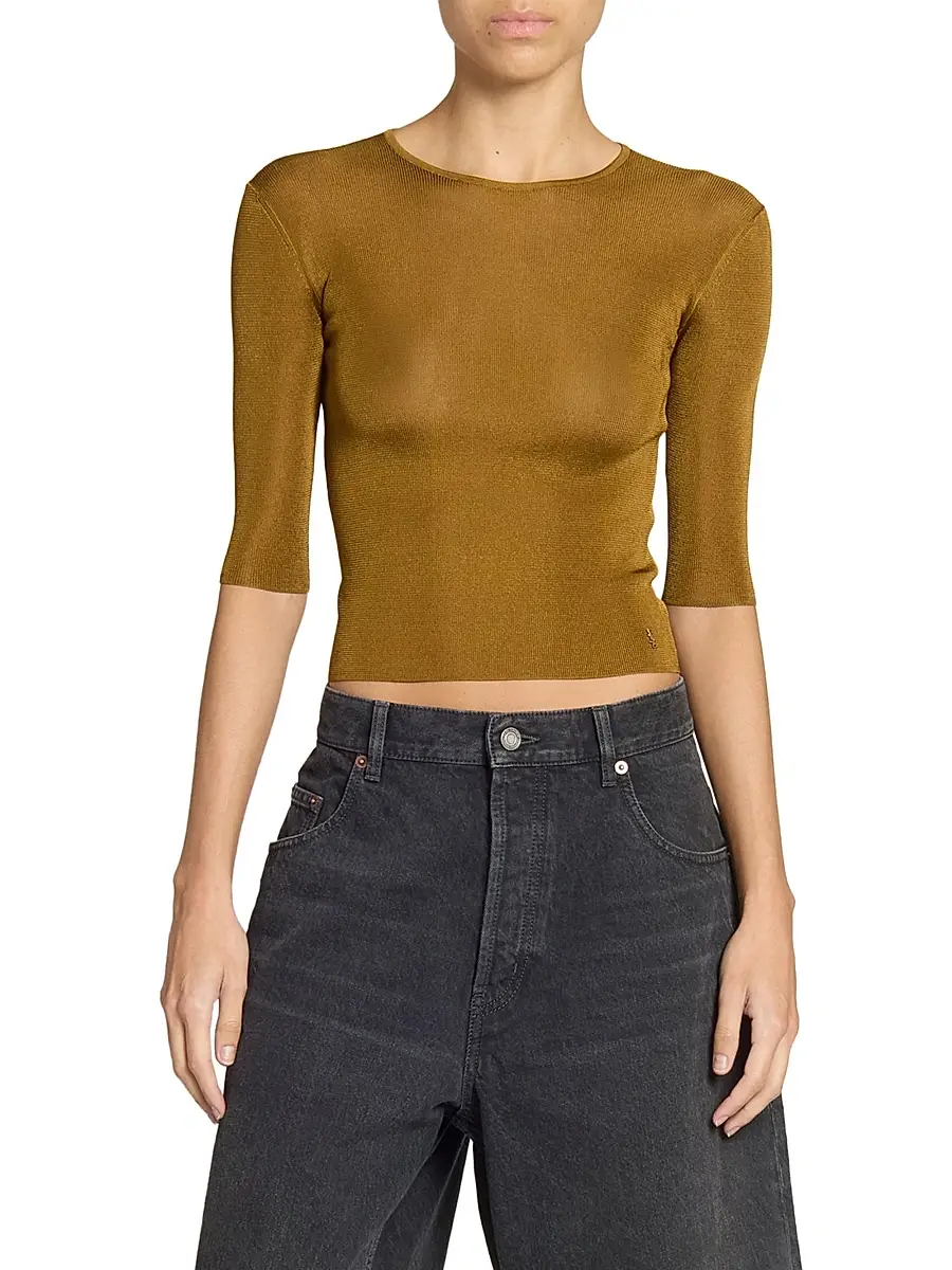 Saint Laurent Women's Cassandre Top in Knit - Mordore | Thumbnail 3