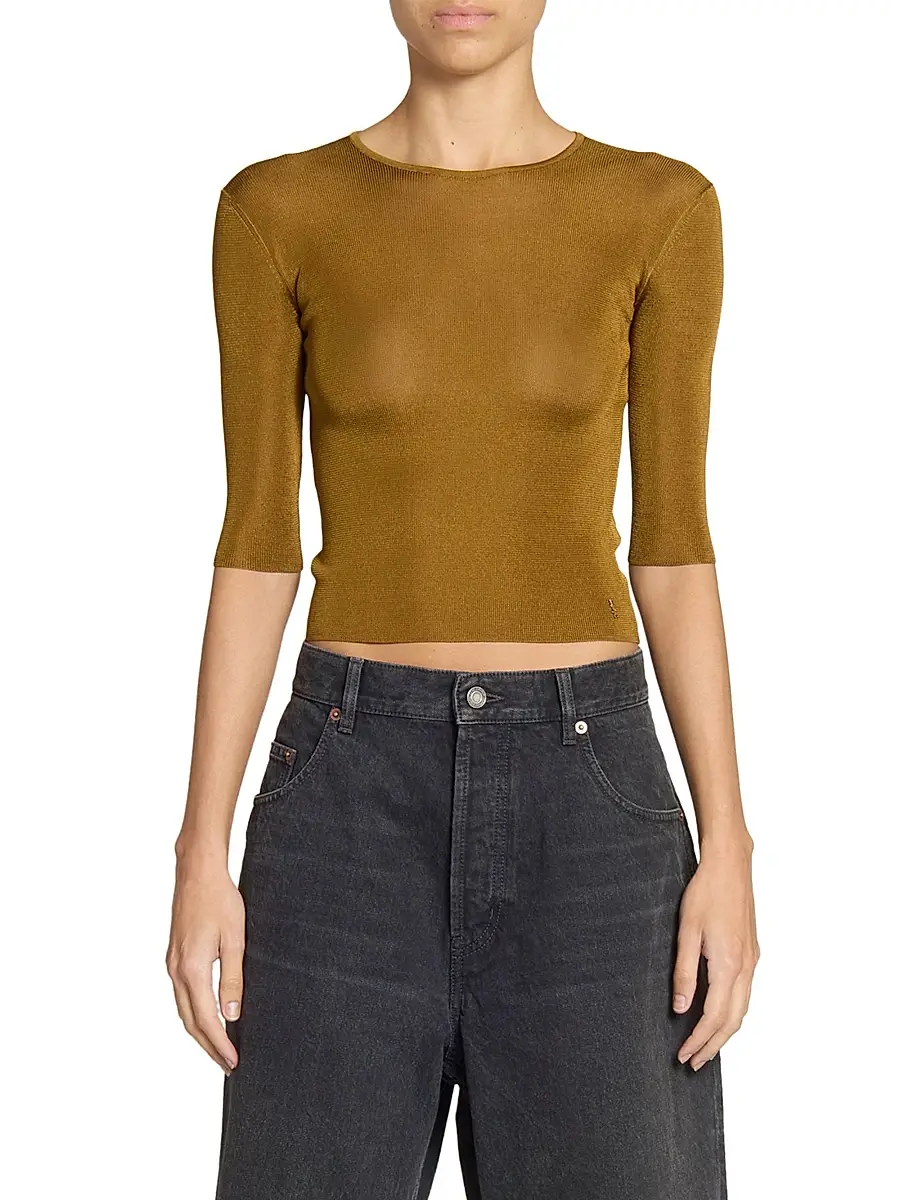 Saint Laurent Women's Cassandre Top in Knit - Mordore | Thumbnail 4