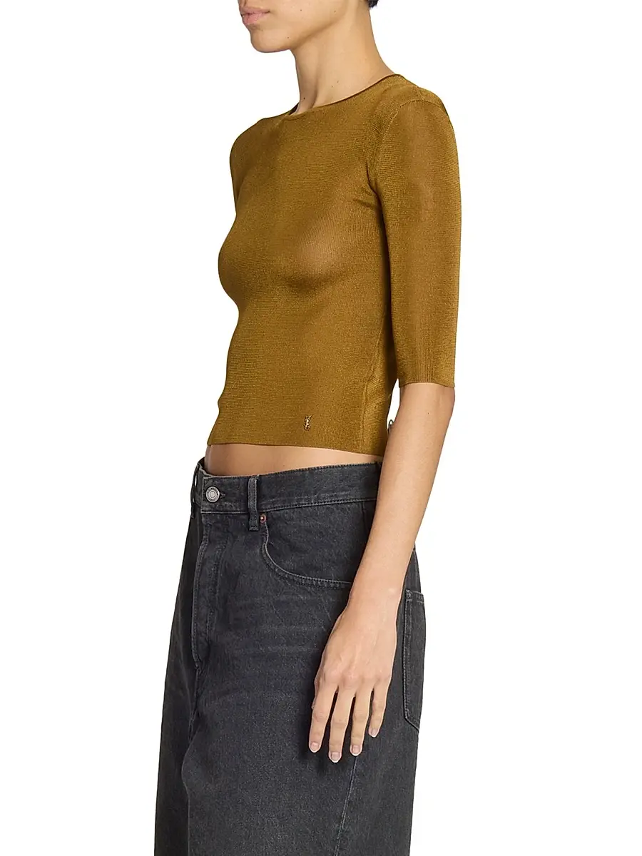 Saint Laurent Women's Cassandre Top in Knit - Mordore | Thumbnail 5