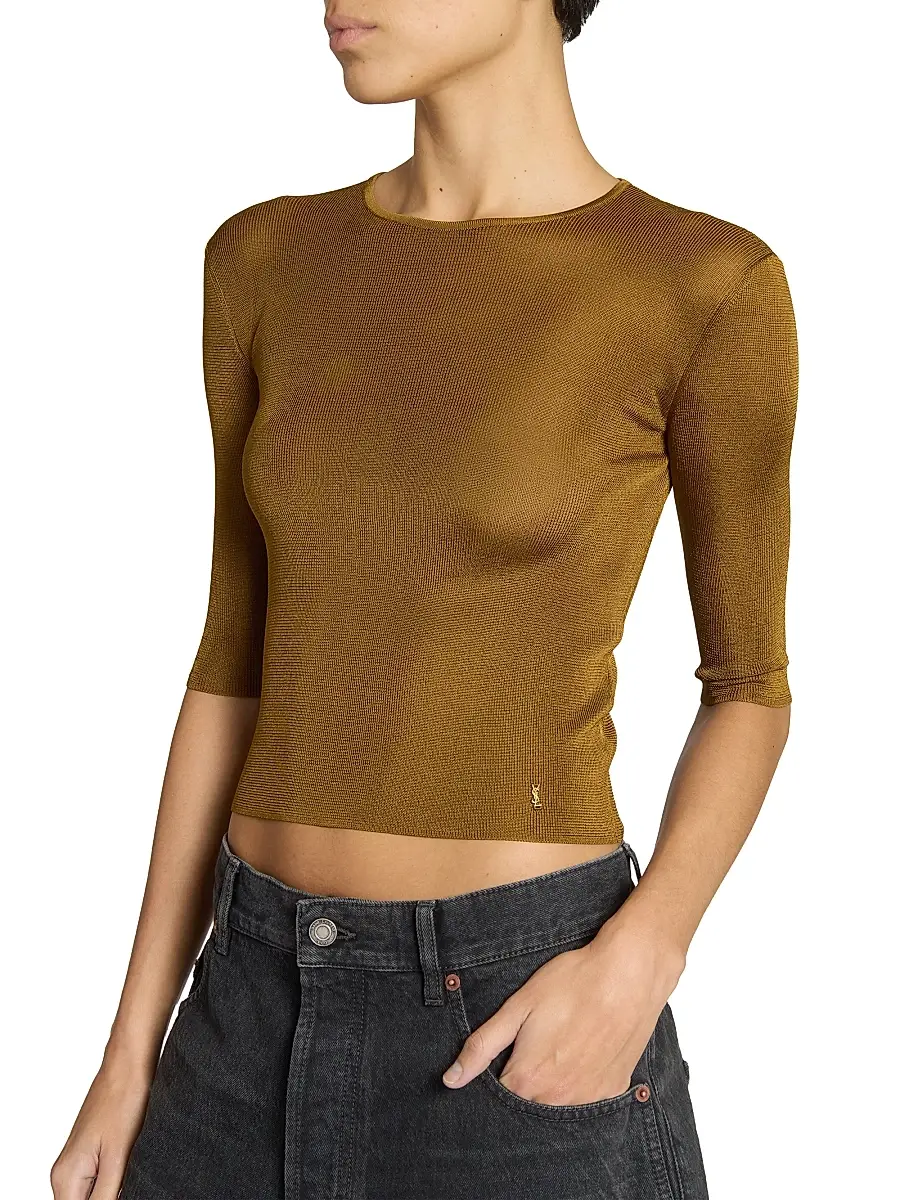Saint Laurent Women's Cassandre Top in Knit - Mordore | Thumbnail 7