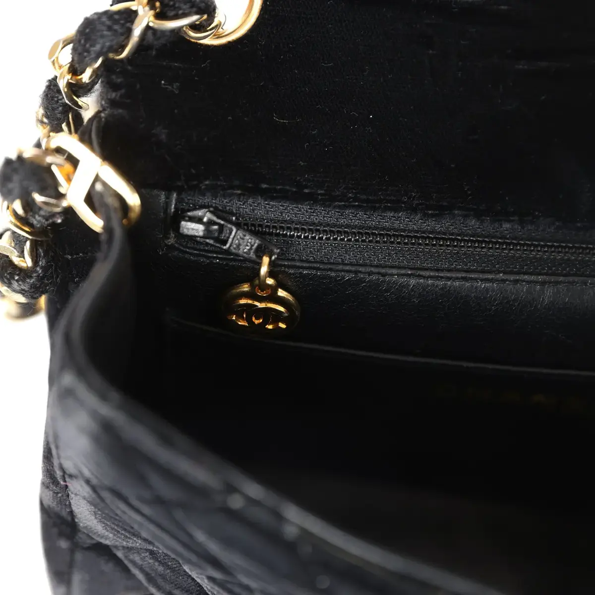 Chanel Vintage Chanel Mini Square Flap Bag Black Velvet Gold Hardware | Thumbnail 9