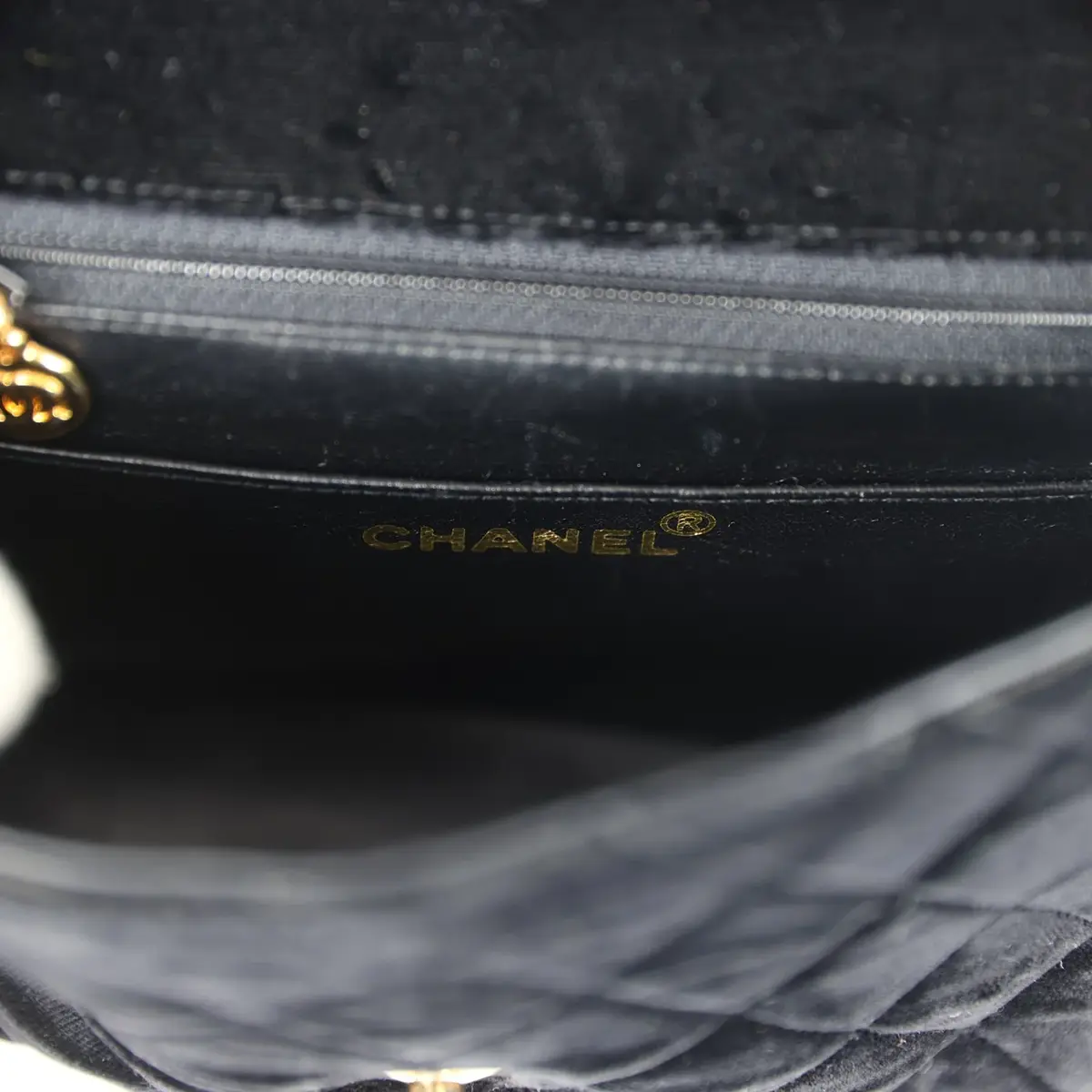 Chanel Vintage Chanel Mini Square Flap Bag Black Velvet Gold Hardware | Thumbnail 10