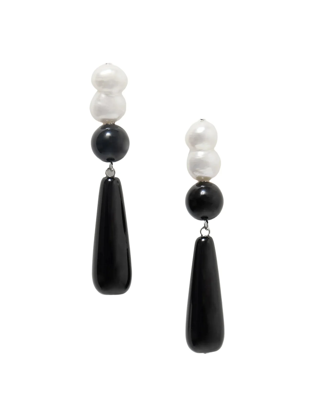 Tarn Ii Recycled Silver, Onyx And Pearl Earrings - Black Tarn Ii Recycled Silver, Onyx And Pearl Earrings - Black