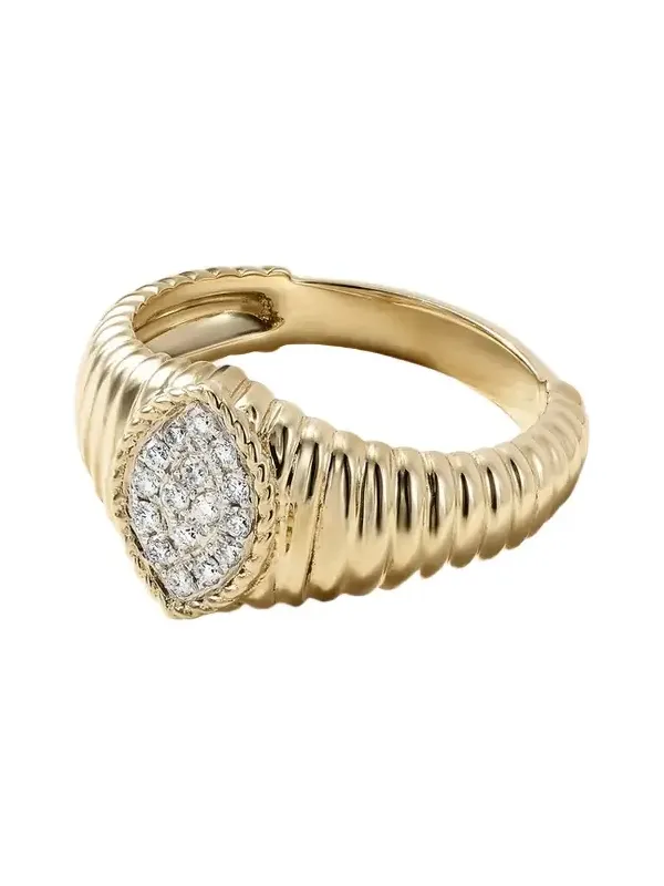 Baby Chevalière Marquise Berlingot 9-karat Gold Diamond Signet Ring Baby Chevalière Marquise Berlingot 9-karat Gold Diamond Signet Ring